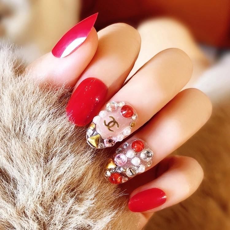 New Red Wedding Bride Full Nails Tips With Glue Flowers Shining 3d Diamond Rhinestone Fake Nail Art Tool 24 Pcs Set Health Beauty Hand Foot Care On Carousell