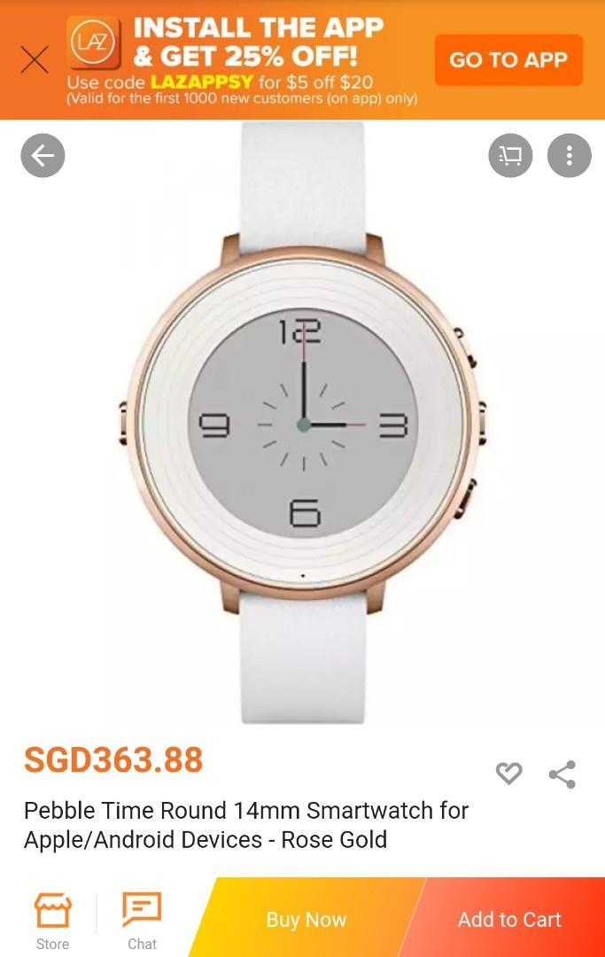 Pebble time hotsell round rose gold