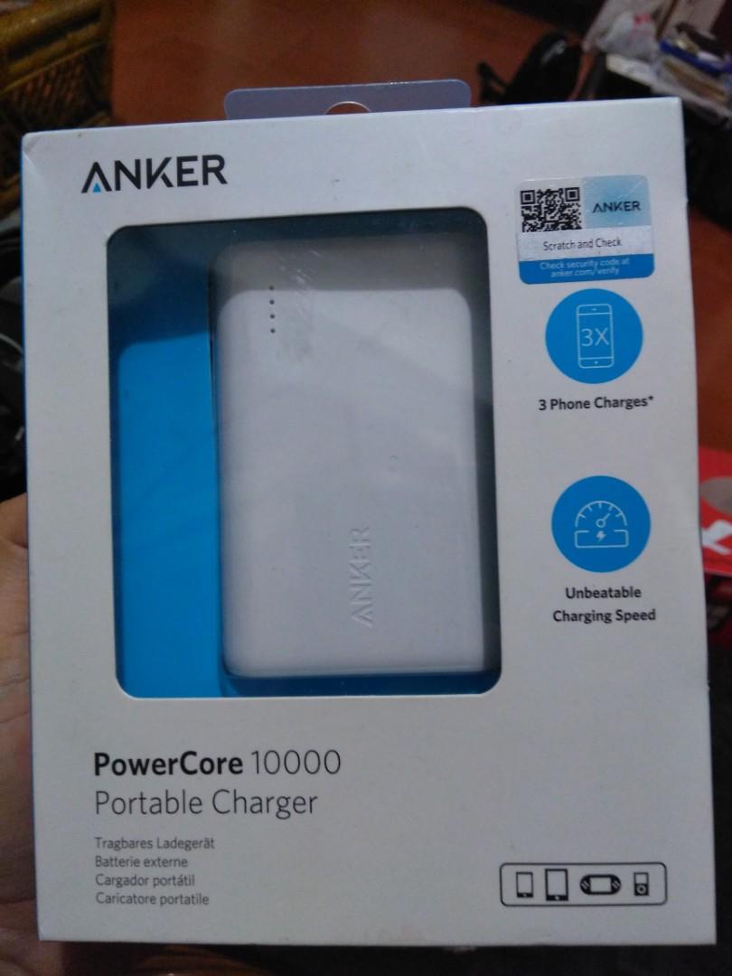 Power Bank Anker Powercore 10000 Telepon Seluler Tablet Aksesoris Tablet Handphone Power Bank Charger Di Carousell