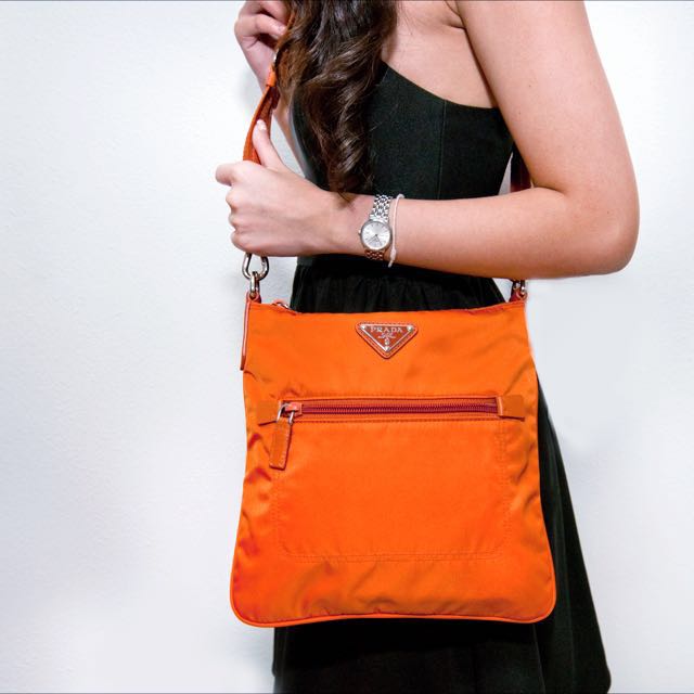 Orange prada sale crossbody bag