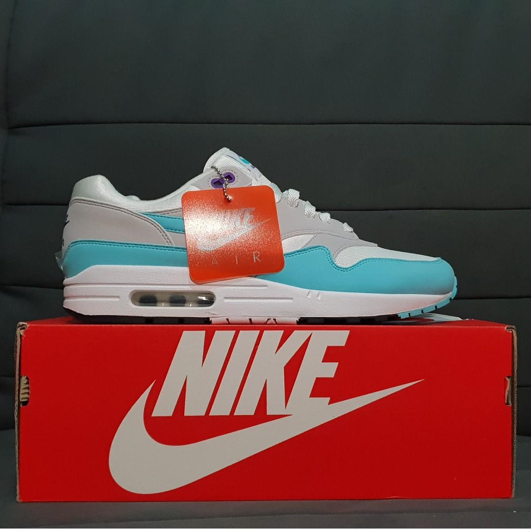 RARE* US10.5 Nike Air Max 1 Anniversary Aqua, Men's Fashion Rare Nike air max 1 aqua OG anniversary