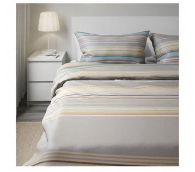 Used Ikea Palmlilja King Duvet Cover Pillowcases Set Sateen Home