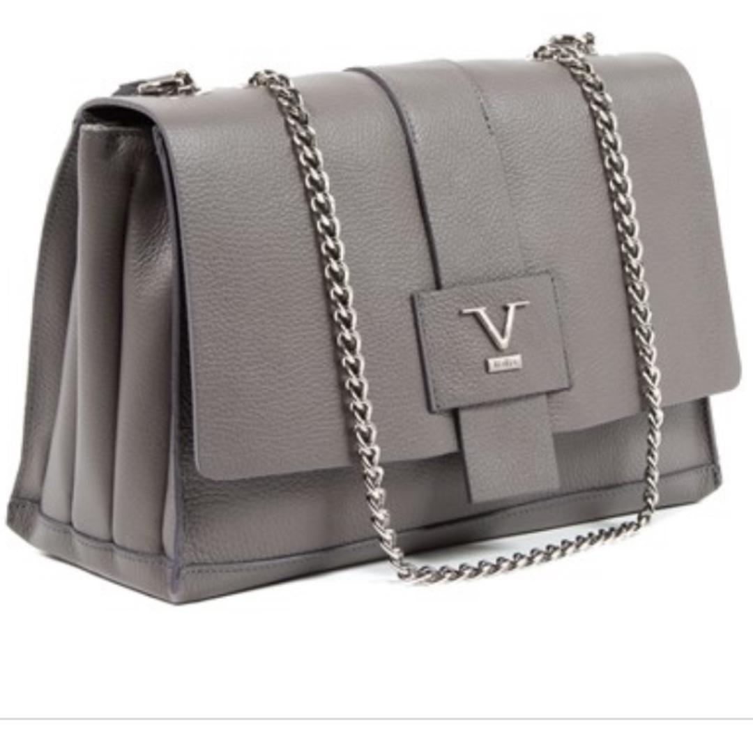 V Italia Versace 1969 Metallic leather shoulder handbag silver made in Italy