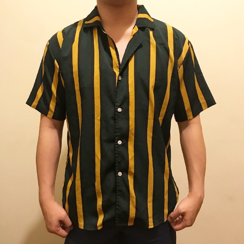 Mens Mini Vertical Texture Open Collar Polo Shirt Riviera
