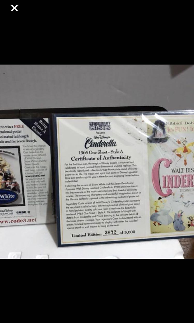 Vintage Sculpted 3D Cinderella 1965 Movie Poster by Code 3 Collectibles ...