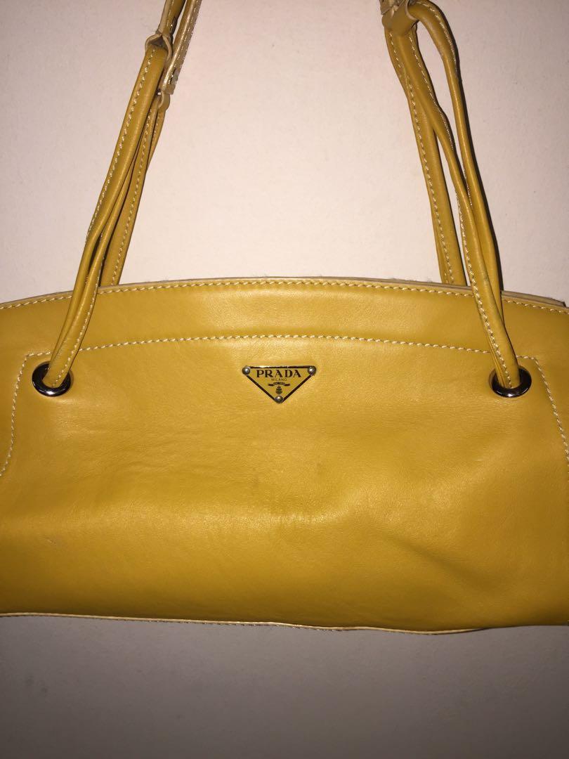 Yellow Mustard Prada Bag, Women's Fashion, Bags & Wallets, Cross-body Bags  on Carousell
