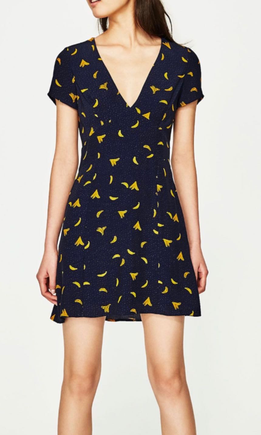 banana print dress zara