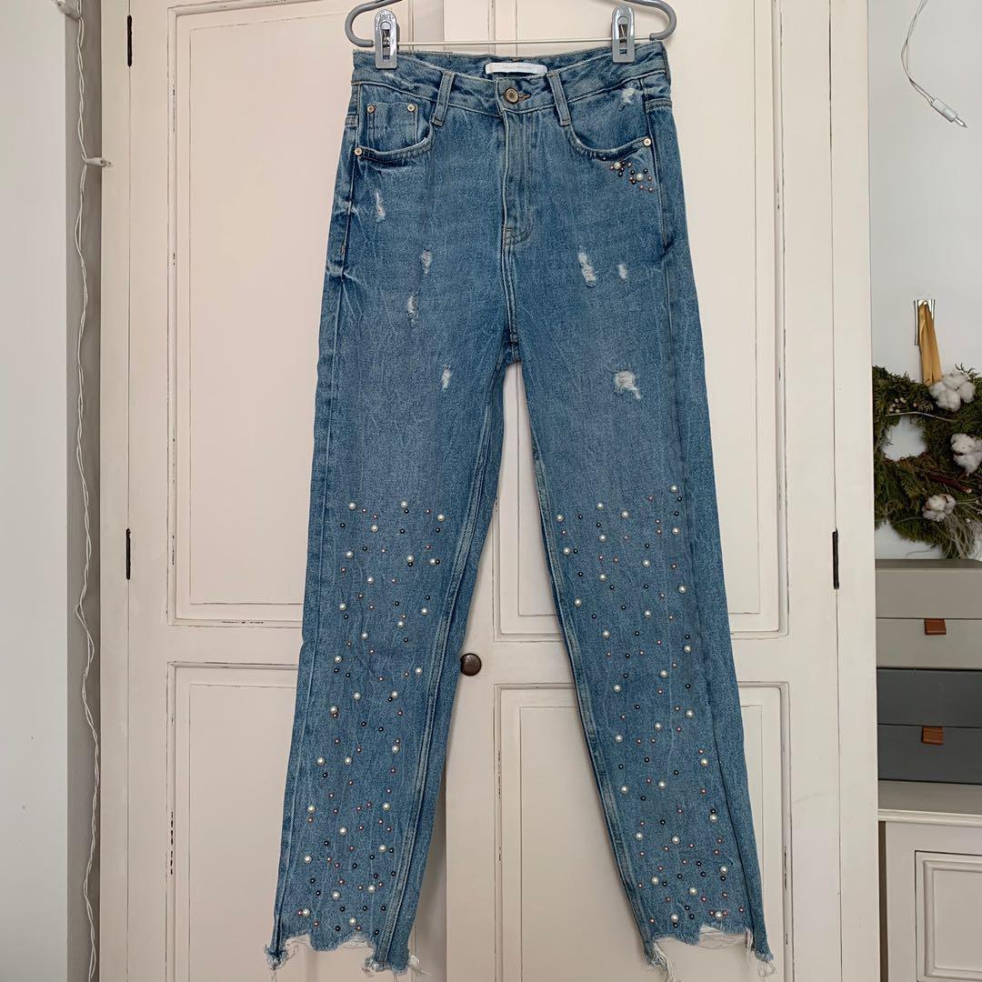 studded jeans zara
