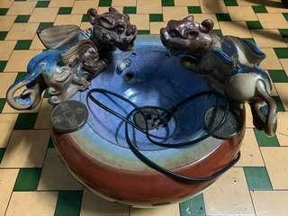 雙貔貅漩渦流水盆招財進寶