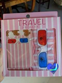 Travel essentials: passport cover + eye mask - pink cute set