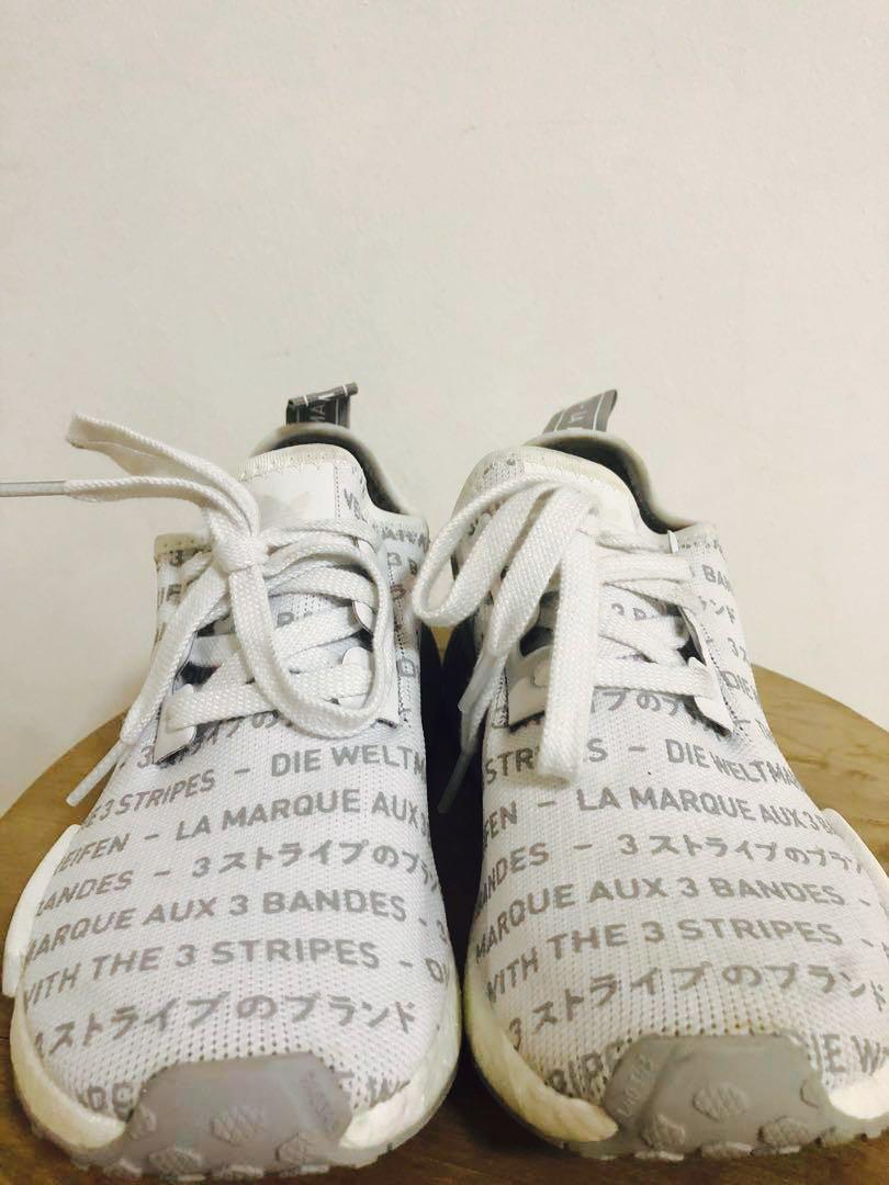 Adidas Nmd Primeknit R1 – “Three Stripes” White, Women'S Fashion, Footwear,  Sneakers On Carousell