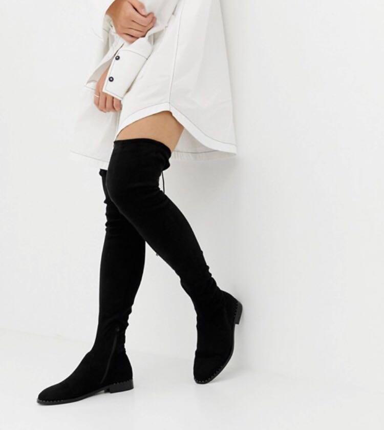 ASOS Flat Slim Thigh High Boots for 