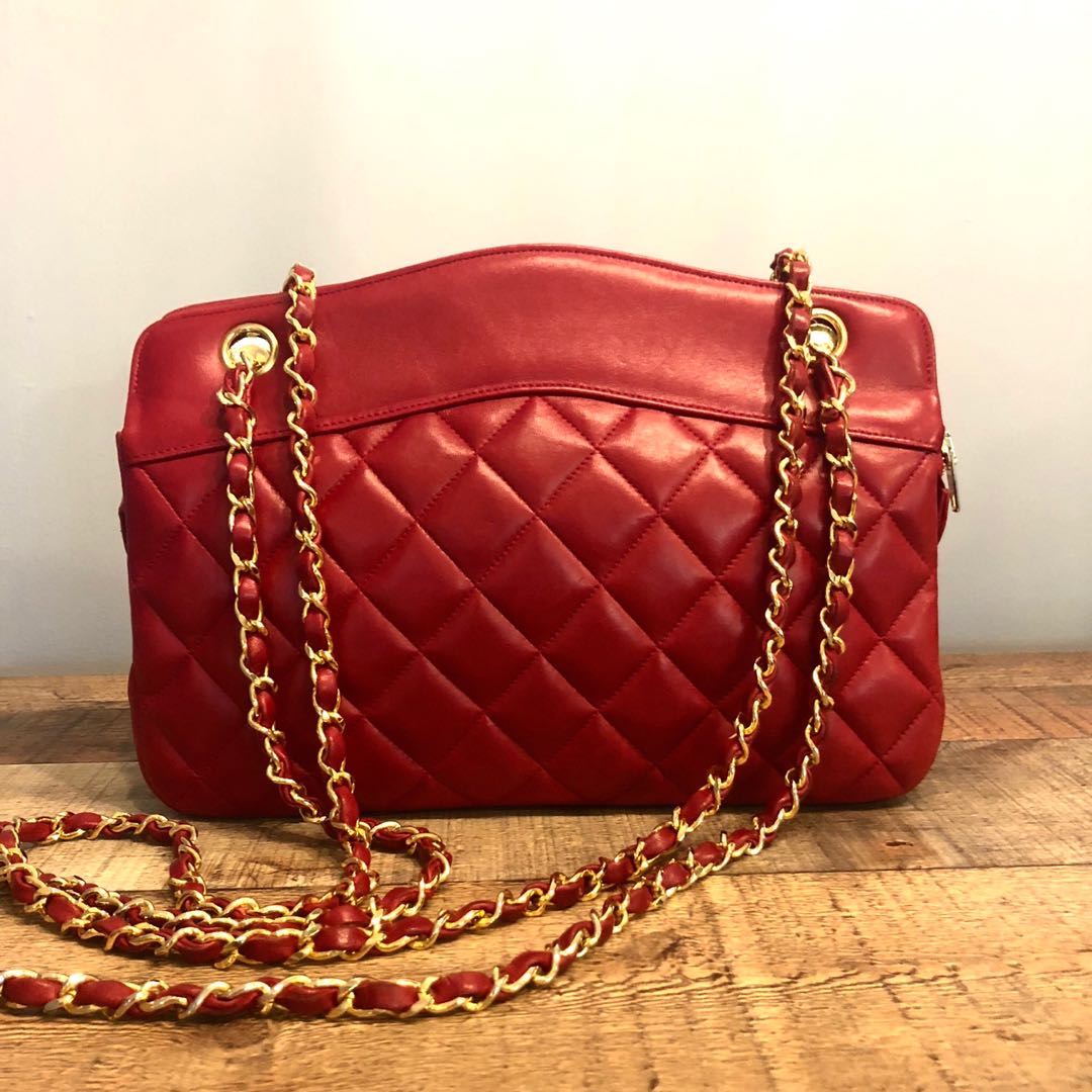 chanel red sling bag