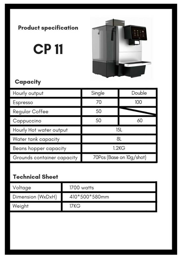 Automatic coffee machine (Category: Coffee Machines & Makers) located in Singapore. Submitted by caffeine_pro (Listing ID 209672576, Image 3). Description: Listed is rental pricing / month, 2 years agreement. Direct purchase / Free on loan options available. Why spend more for great coffee? Buy your own beans and brew at the fraction of the cost! This is a one-touch fully automatic espresso / coffee machine suitable for offices, FnB, events & hou