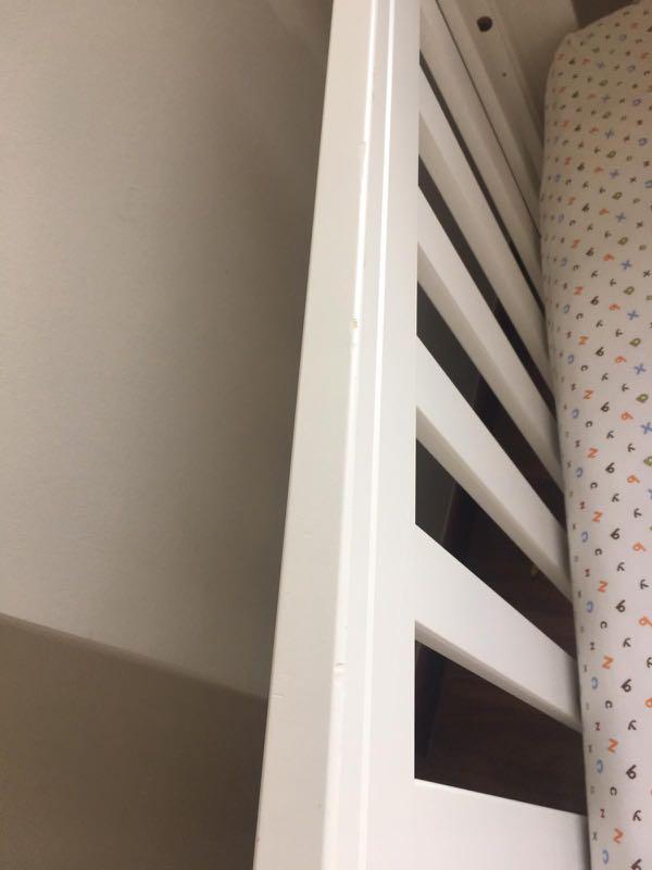 Boori Country Cot and Kingparrot Mattress (White) and Toddler Guard