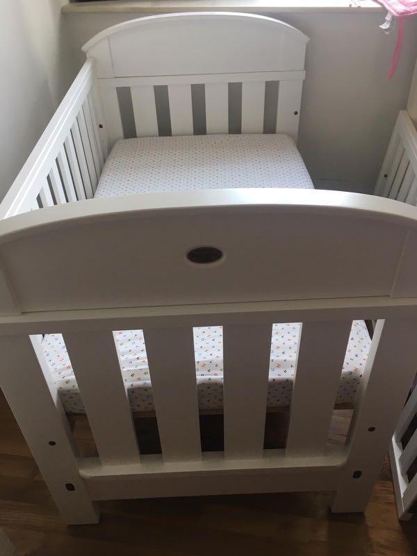 Boori Country Cot and Kingparrot Mattress (White) and Toddler Guard