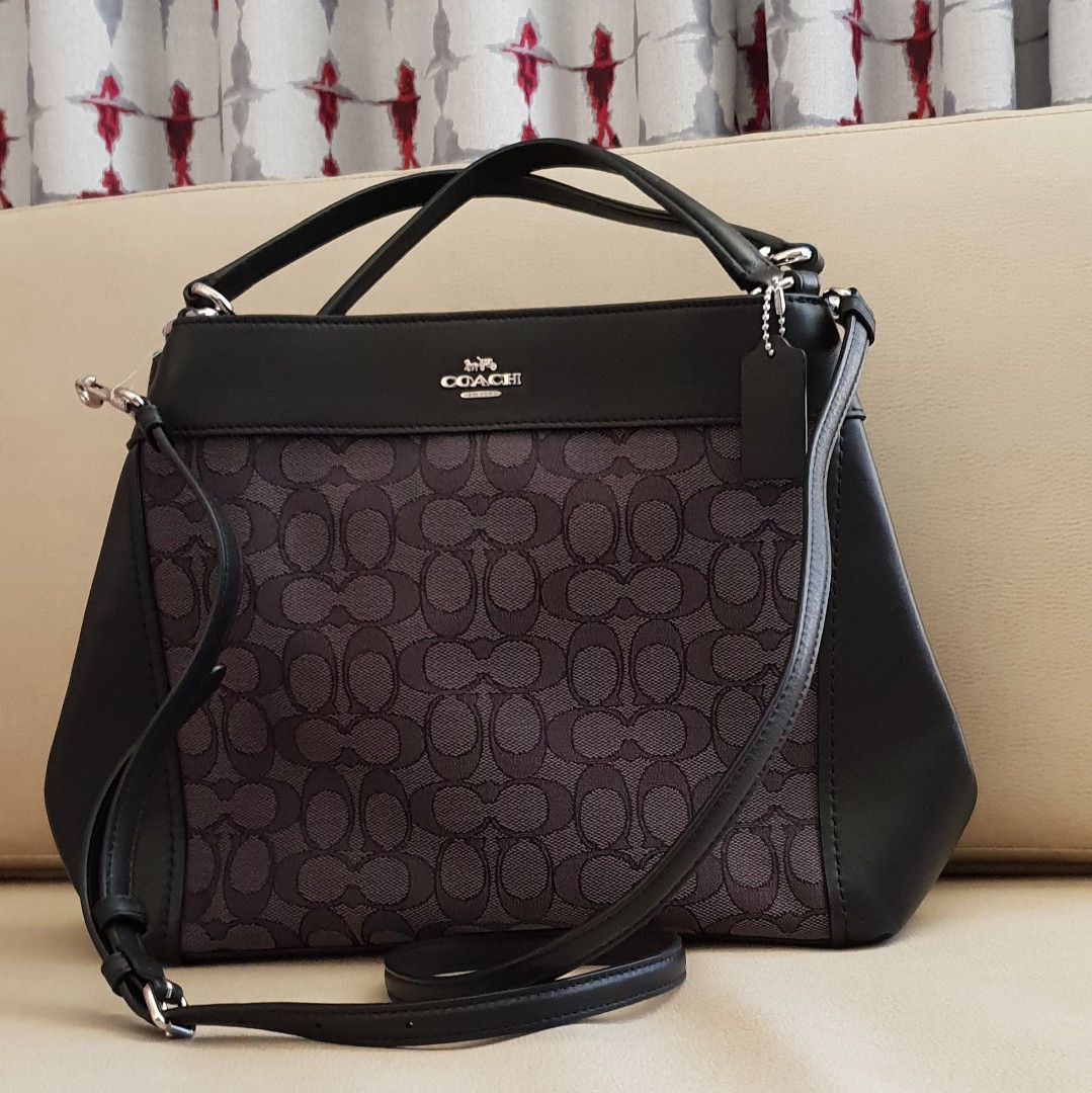 coach small lexy shoulder bag in signature jacquard