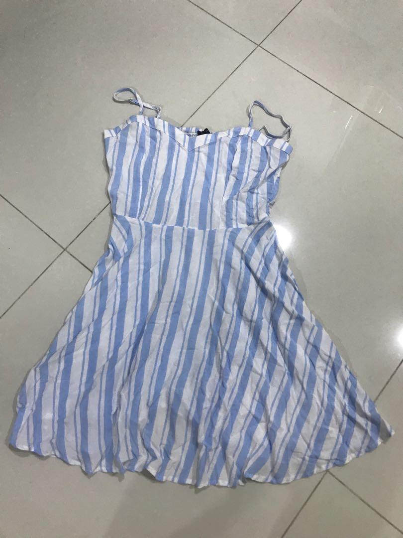 cotton on blue and white striped dress