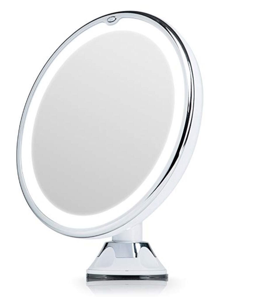 E1031 Auxent Led Makeup Mirror 10x Magnifying Lighted Vanity Cosmetic 360 Rotation Portable And Cordless White