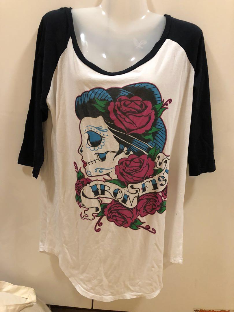 Iron Fist Skull Raglan Shirt Women S Fashion Clothes Tops On