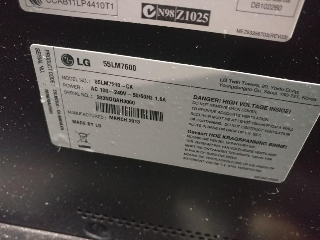 平賣LG 55LM7600 3D Smart TV 55寸 超靚畫質, 家庭電器, 電視 & 其他娛樂, 電視 Carousell