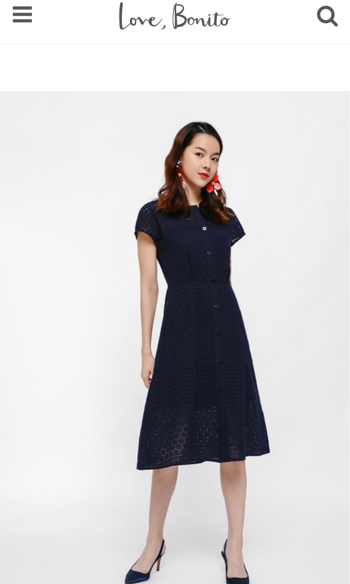 navy button up dress