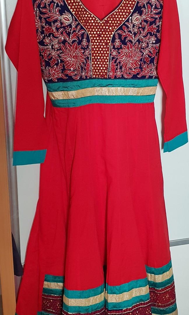 Red sales cotton anarkali