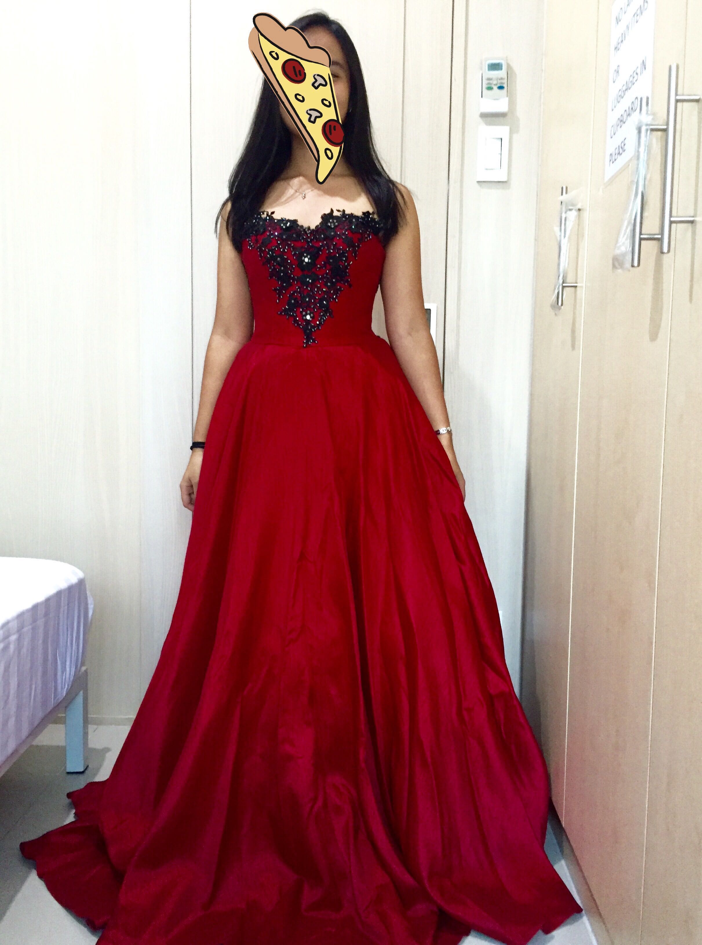 black and red gown for debut