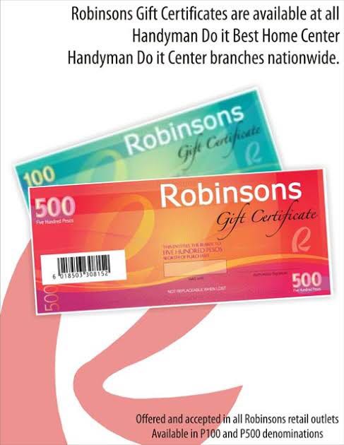 robinsons gift certificate 1000