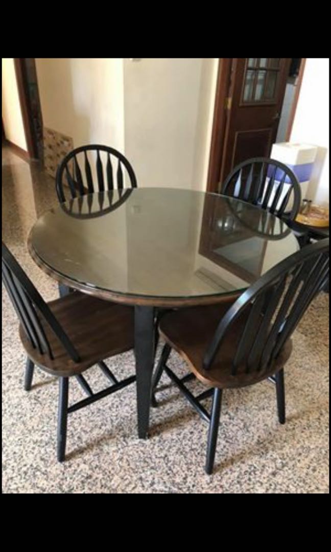 Round Wood Dining Table With 4 Chairs Furniture Tables Chairs