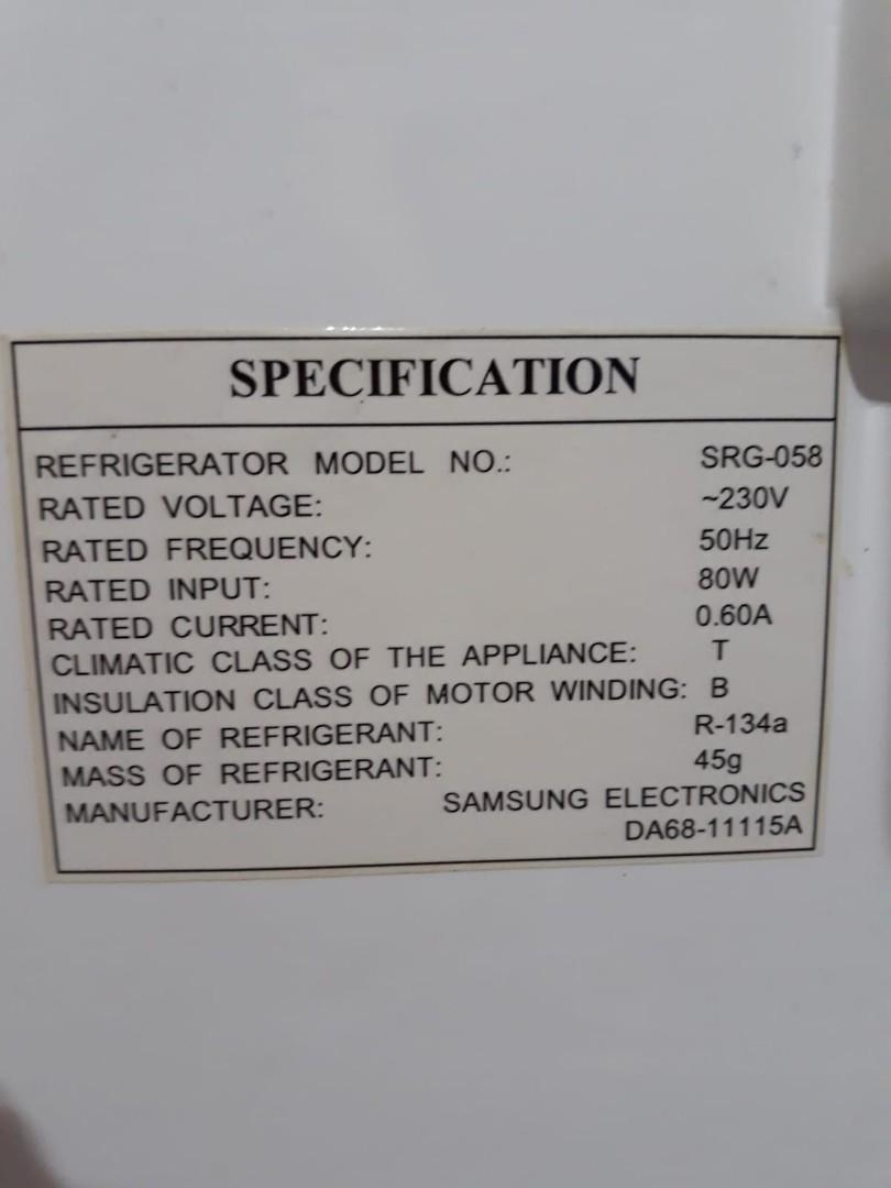 Samsung Refrigerator SRG058, TV & Home Appliances, Kitchen Appliances