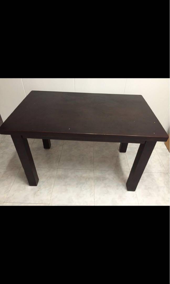 Solid Wood Dining Table (Category: Tables & Sets) located in Singapore. Submitted by wintergreeen (Listing ID 185388343, Image 2). Description: Last day of offer and for buyer to pick up is on Thu 14 Feb 2019 Solid wood dining table (L120cm x W75cm x H75cm). Cash and carry only. Please arrange your own transport. Pick up location at Rivervale Drive, Sengkang. .