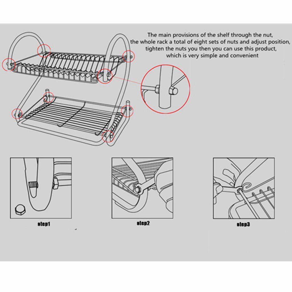 Stainless Steel Dish Rack 2 Tier Space Saver Dish Drainer Drying