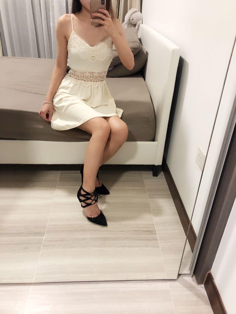 topshop cream lace dress
