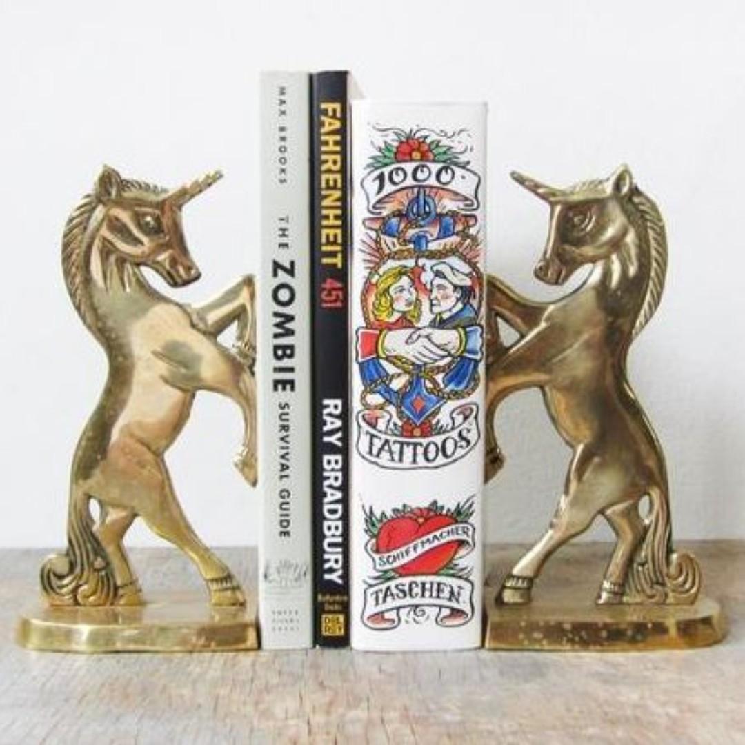 Vintage Brass Unicorn Bookends Vintage Collectibles Vintage