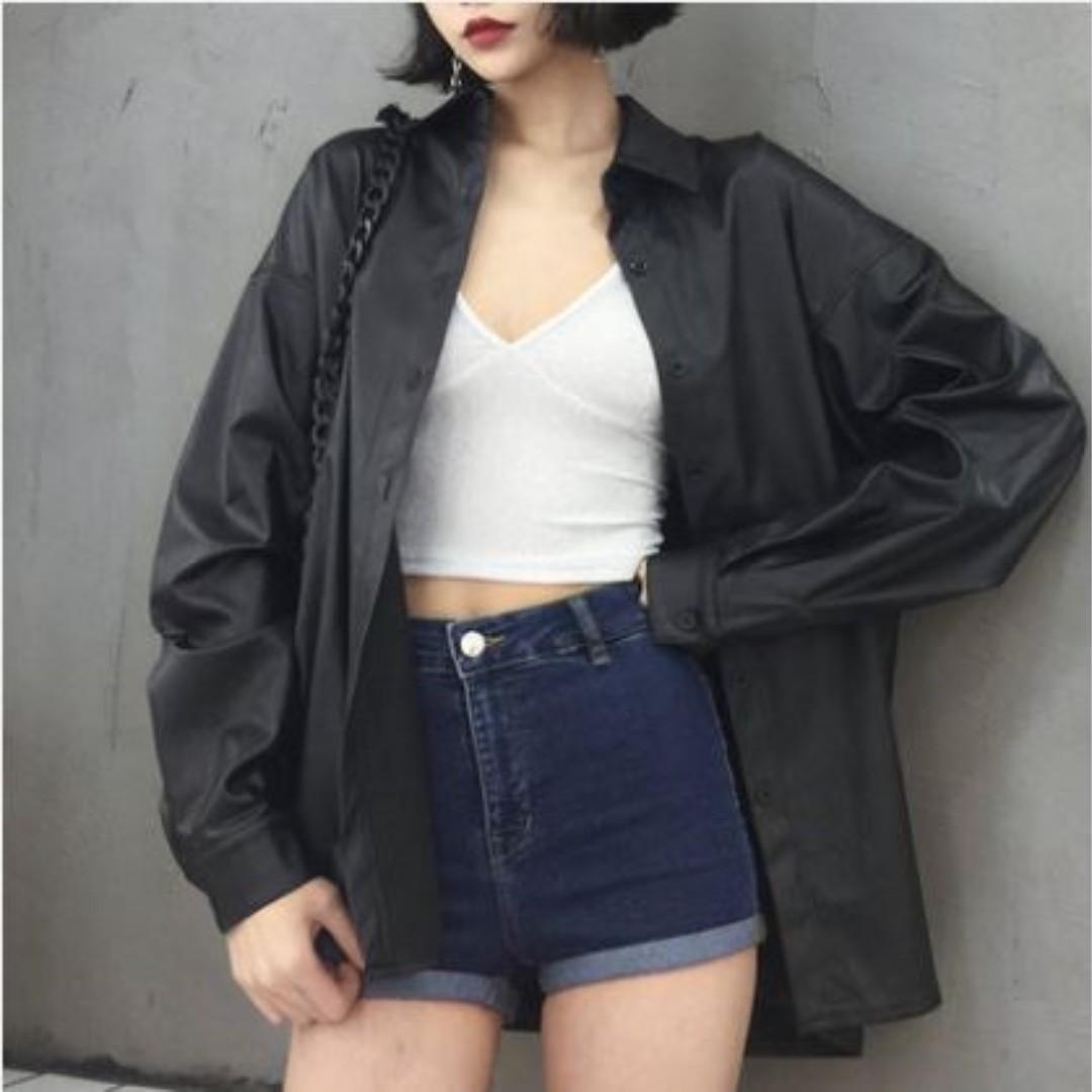 Korean fashion deals leather jacket