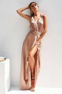 🌸 Rose Gold Satin Dress