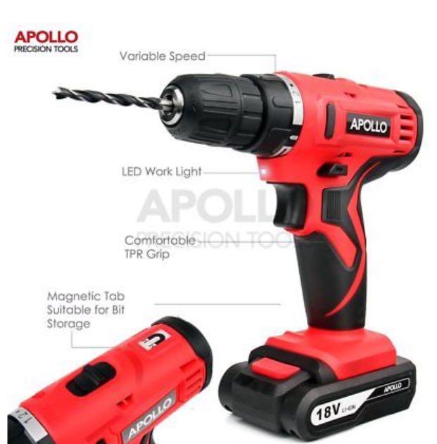 Apollo 18V Cordless Drill and Accessory Set 60 Furniture Home Living Home Improvement Organisation Home Improvement Tools Accessories on Carousell