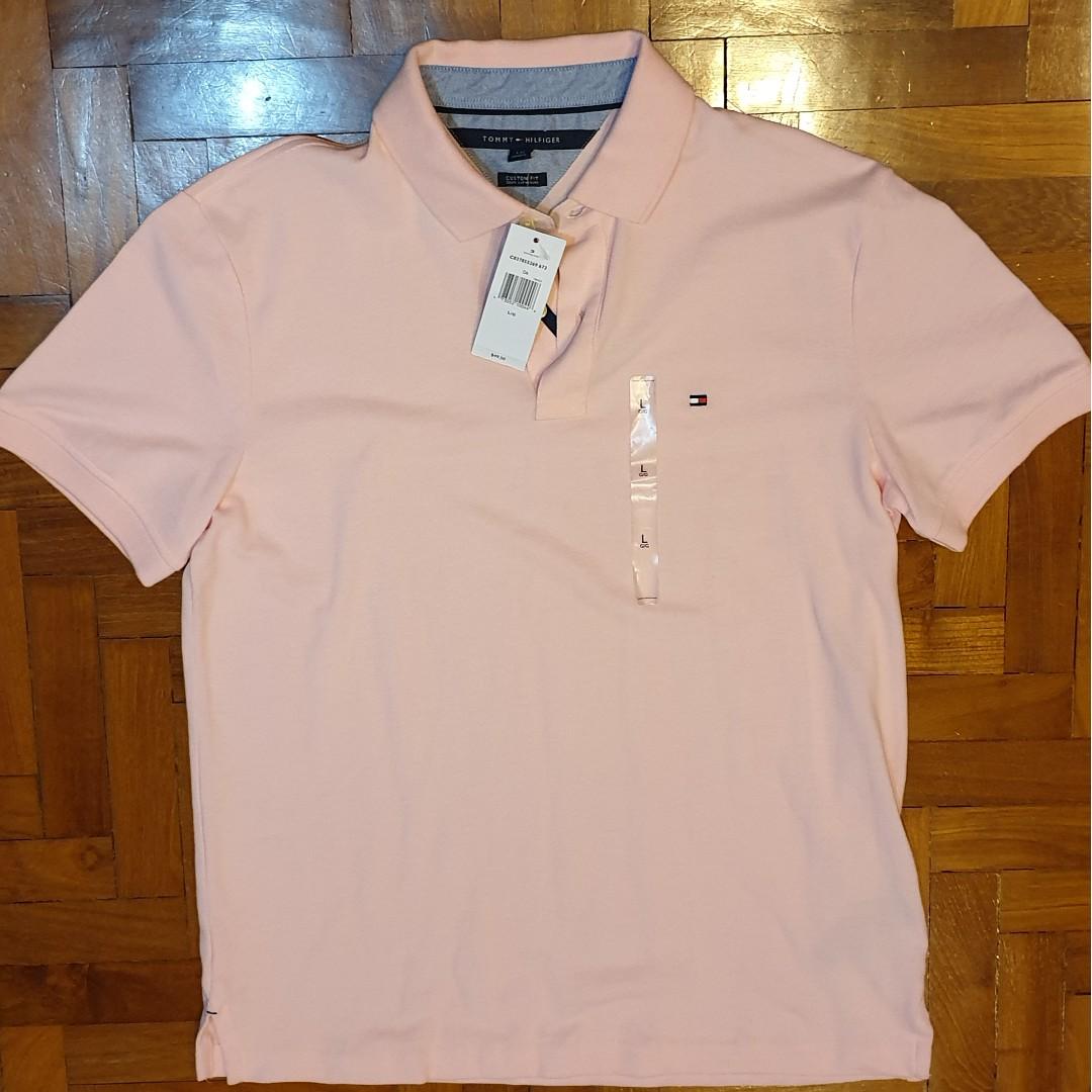 Tommy hilfiger mens pink polo shirt clearance