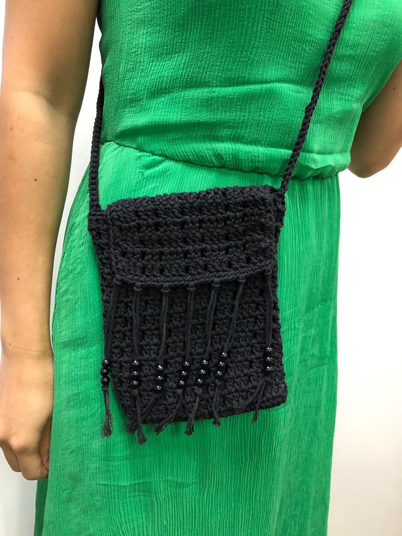 black crochet bag