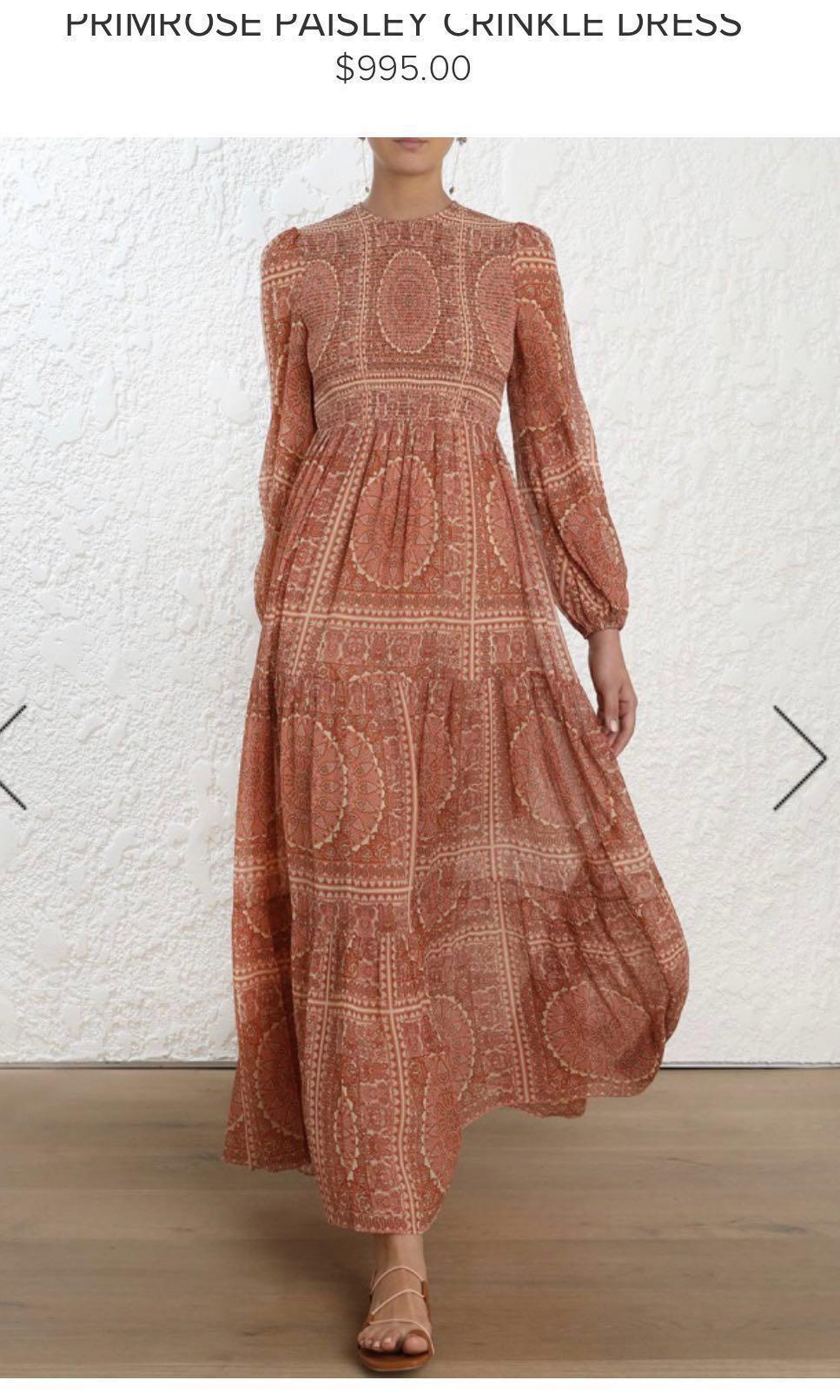 BNWT Authentic Zimmermann Primrose Paisley Crinkle Dress