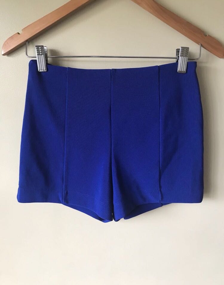 royal blue high waisted shorts