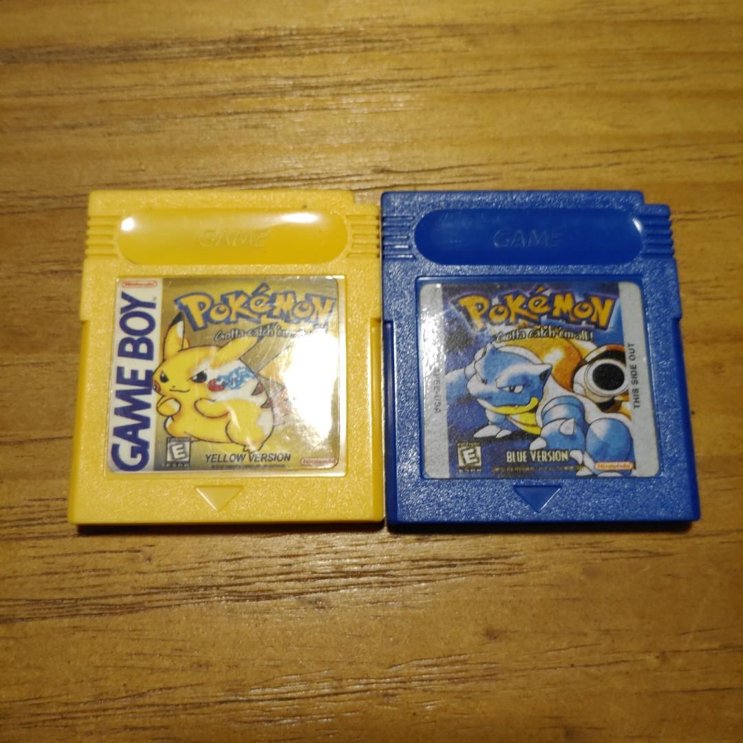 Gameboy Cartridge Pokemon Yellow & Blue, Video Gaming, Video ...