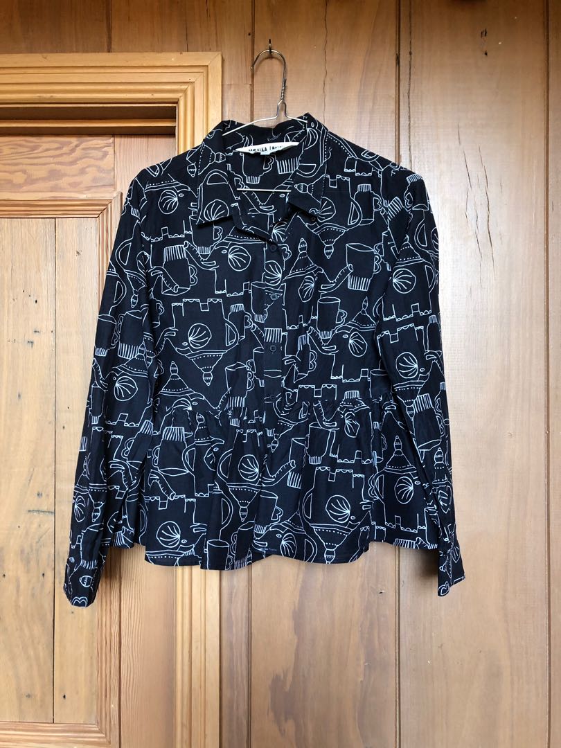 GORMAN x Monika Forsberg Elephant Tea Party shirt Women s Fashion