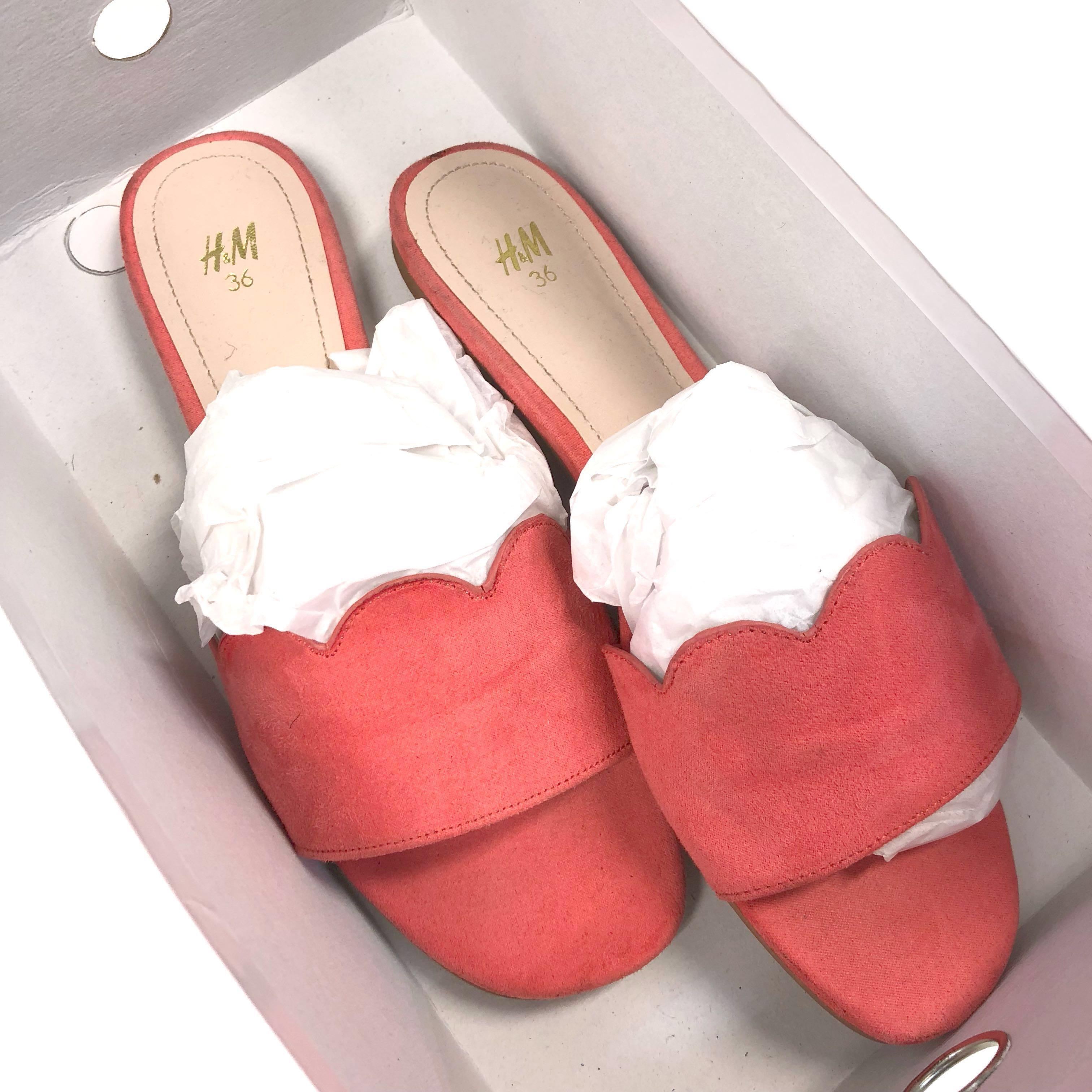 H\u0026M Coral Pink Sandals, Women's Fashion 