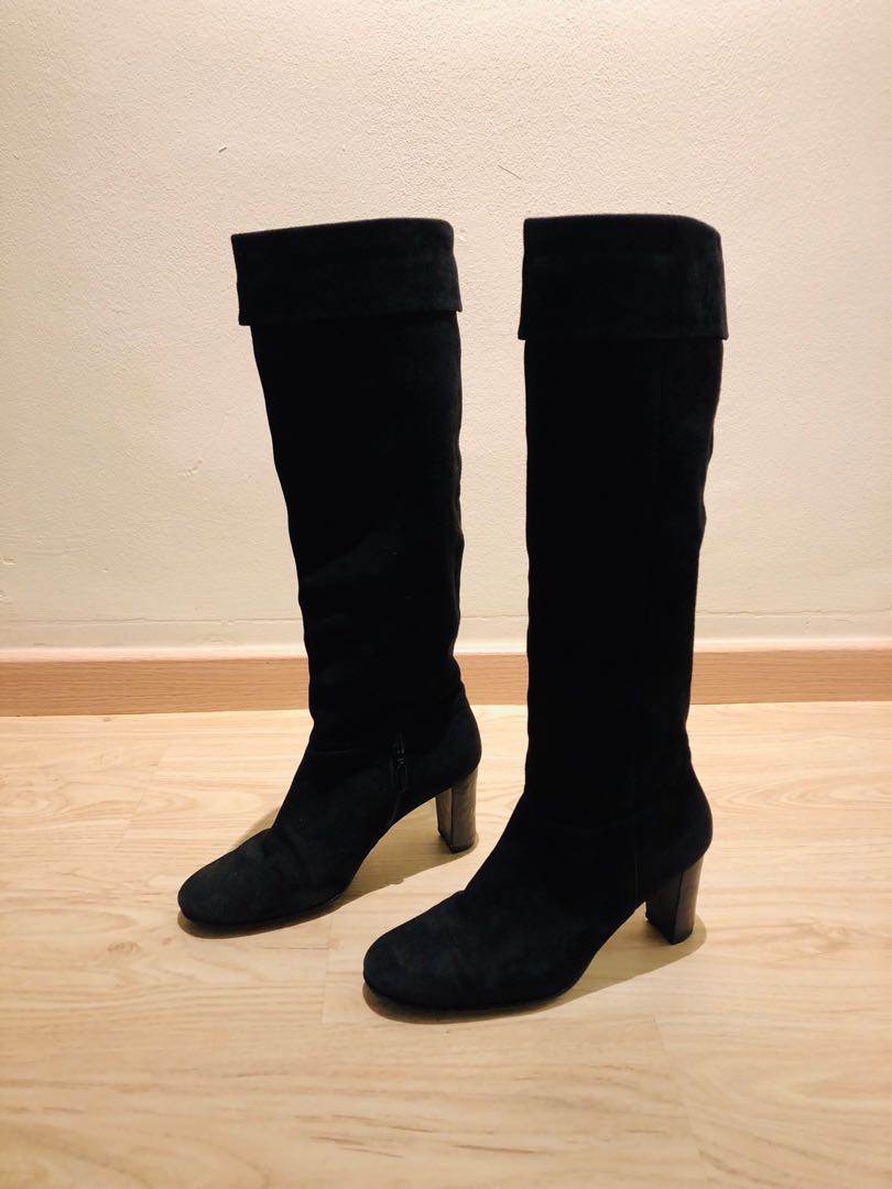 ladies knee length leather boots