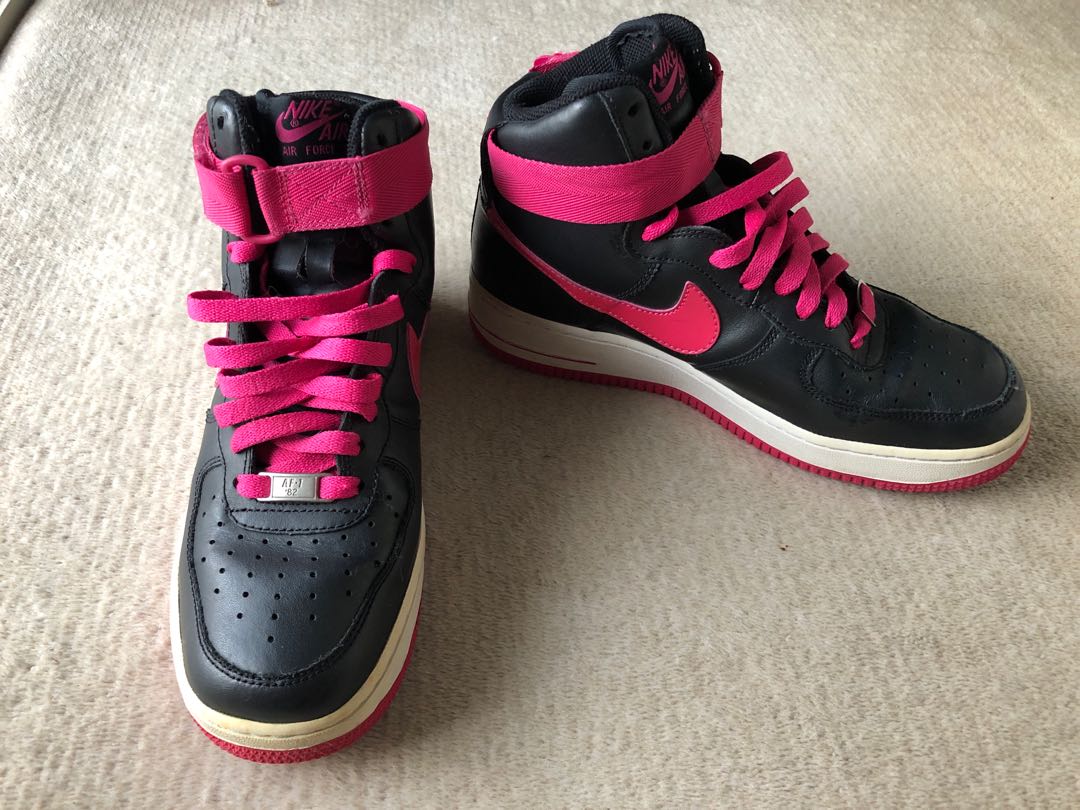 Nike Air Force 1 High Top - Pink and Black, Women's Fashion, Shoes on  Carousell