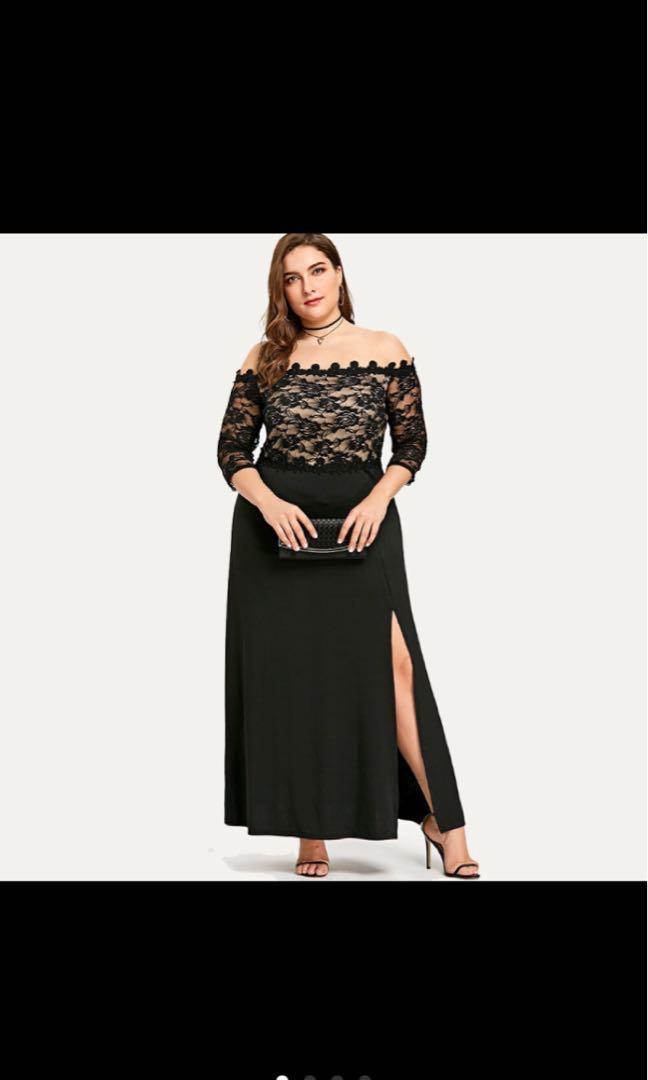 black lace maxi dress plus size