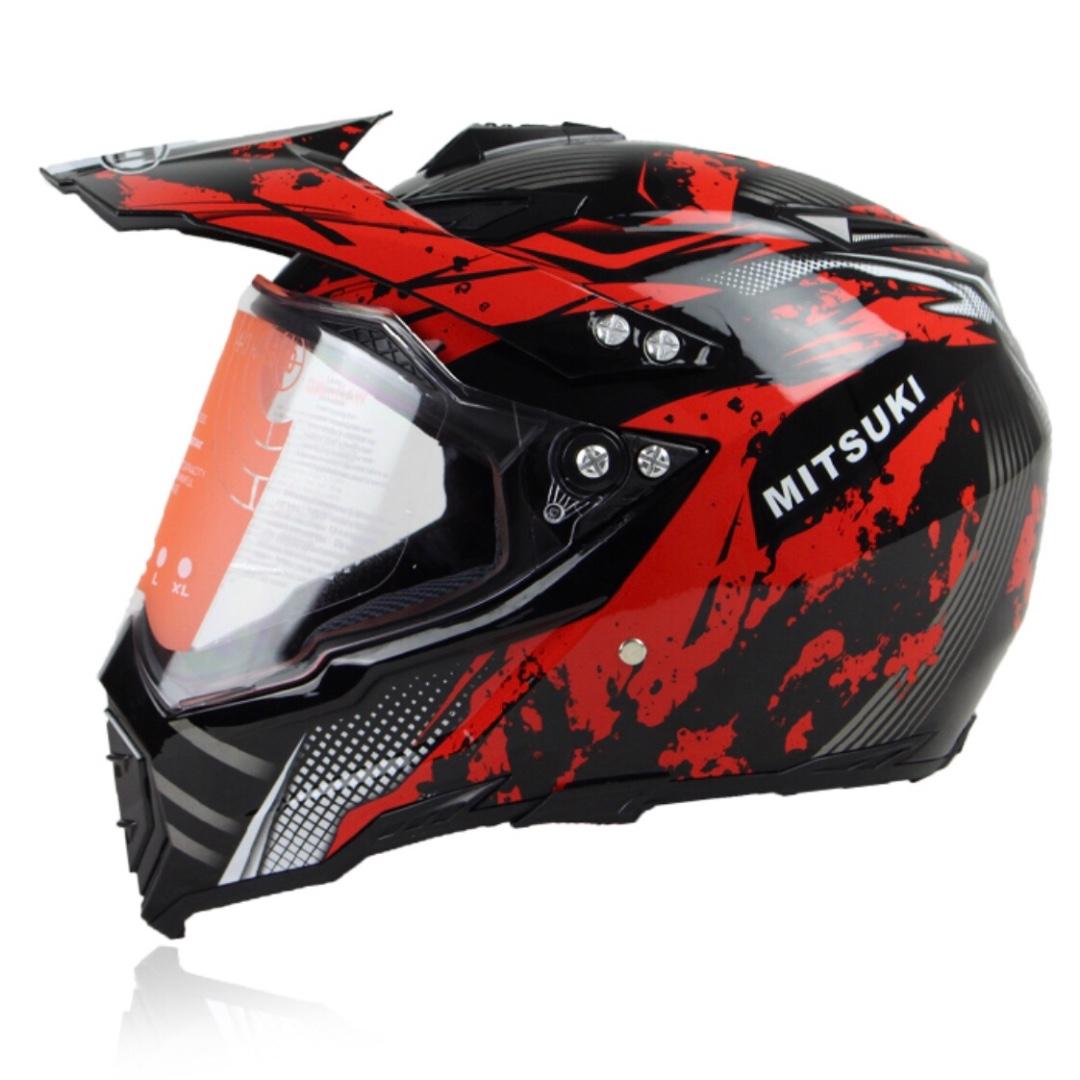 Red With Black Designs Full Face Adventure Dual Sports Motorcycle Helmet Scrambler Motorcross Motocross Scrambler Off Road Dirt Bike Motorcycles Motorcycle Apparel On Carousell