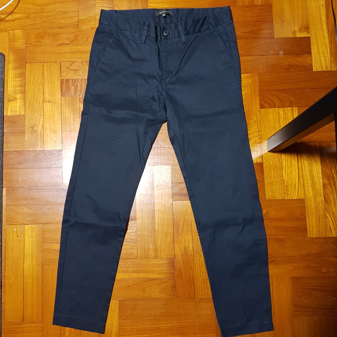 River Island Navy Chinos, Men's Fashion 